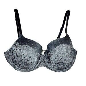 Victoria’s Secret Bra Womens 34DD Black Lace Overlay Underwire Lightly